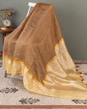 Crushed tissue saree with contrast yellow Bandini blouse