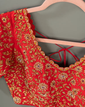 Purple & Red combo Gadwal Pattu saree