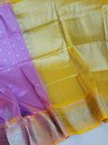 Unique lavender and yellow Venkatagiri Pattu saree