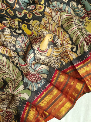 A classic kanchi kalamkari saree with a pure Patola blouse