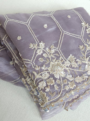 Soft organza saree with all over sequins embroidery