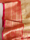 Gold Tissue Banarasi saree with a red border