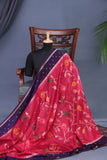 A beautiful floral Tusser Georgette - Tomato Red/Pink