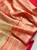 Gold Tissue Banarasi saree with a red border
