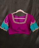 Mysore crepe silk saree in a lovely color combo of teal and magenta