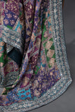 Designer Georgette Saree in hues of blue, green and purple