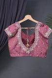 Mashru crepe silk saree in pink