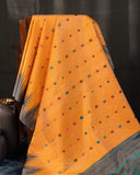 Mango yellow Gadwal pattu saree with non Zari concept