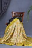 A beautiful Paithani inspired Georgette saree - Lime Green