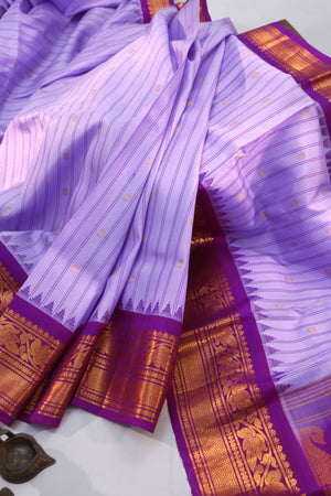 Timeless Gadwal Pattu saree in lavender and plum combo