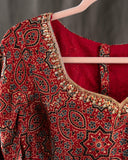 Beautiful black ajrak saree on modal silk