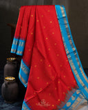 Timeless Gadwal Pattu saree in regal red color