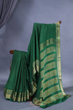 Mysore crepe silk saree in a beautiful shade of emerald green