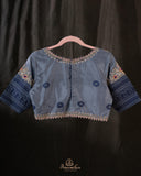 Peach and Steel blue Gadwal pattu saree