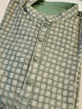 Sage Green thread embroidered kurta