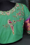 Ponduru Jamdaani in aqua green shade