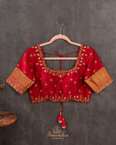 Stunning Gold & Red kanjeevaram saree with digital floral weave