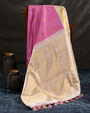 Kanjeevaram saree in a lovely shade of baby pink and off white pastels
