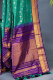 Pure Kanjeevaram saree in green & purple