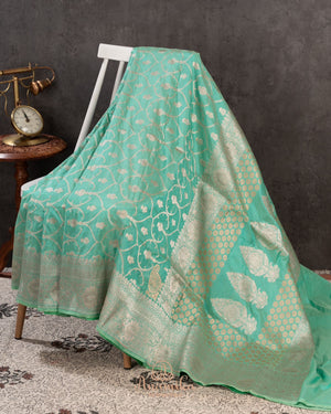Banarasi Silk Saree in a lovely pastel aqua green shade