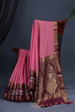 Mysore crepe silk saree with embroidered border