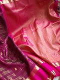 Kanchipattu saree in brown and pink combo