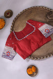 Regal chanderi pattu in a ravishing red color