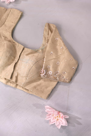 Brocade tissue georgette sarees with intricately embroidered border