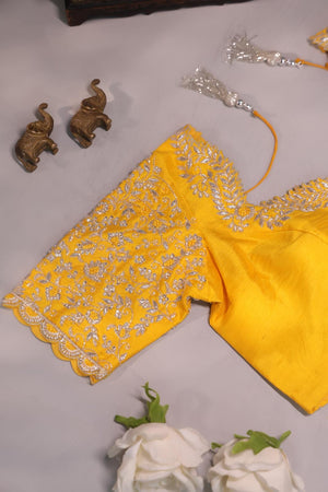Kanjeevaram Tissue saree in silver and yellow