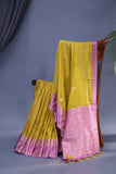 Soft Silk Pattu - Color play at its finest - Yellow/Lavender Pink