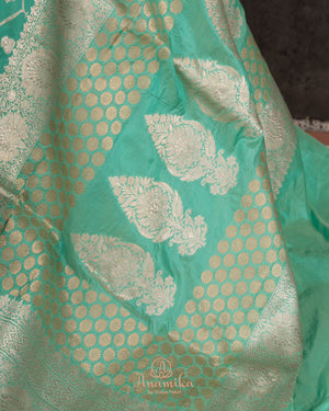 Banarasi Silk Saree in a lovely pastel aqua green shade