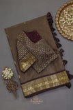 Deep brown kanjeevaram vintage styled