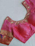 Pure Paithani silk Blouse in Pink Peach