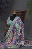 Designer Georgette Saree in hues of blue, green and purple