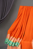 Pure mysore crepe silk saree in a beautiful shade of orange