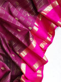 Kanchipattu saree in brown and pink combo