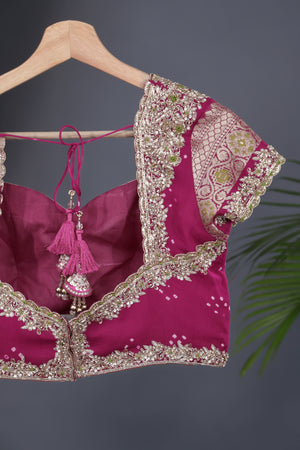 Pink Banarasi Georgette saree with a stunning work blouse