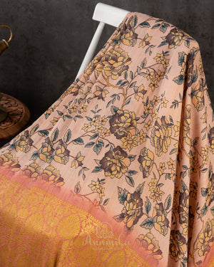 Digital Kalamkari Handloom Tussar with Kanchi Border
