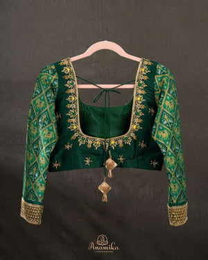 A beautiful green saree - Bandini Crepe with Patola