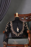 Black Georgette saree with full sleeves blouse