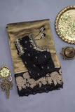 Banarasi tissue saree in stunning black and antique gold combo