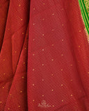 Mysore crepe silk saree in a lovely color combo of red and green