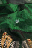 Regal chanderi pattu in a stunning emerald green color
