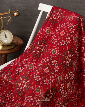 Patola pure silk saree in red with intricate weaving