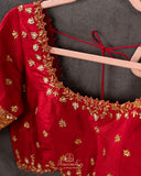 Stunning Gold & Red kanjeevaram saree with digital floral weave