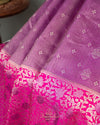 Unique kanjeevaram in lilac with a stunning floral pink border