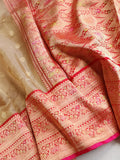 Gold Tissue Banarasi saree with a red border