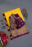 Yellow and Purple Gadwal Saree