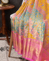 Lovely yellow and multi color kanjeevaram saree