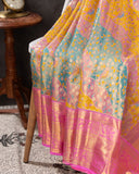 Lovely yellow and multi color kanjeevaram saree